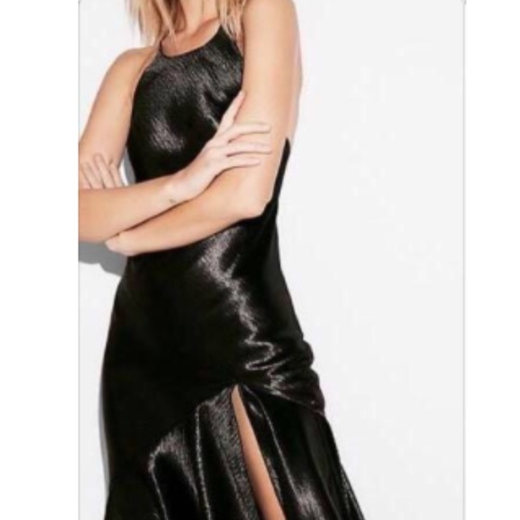 Express black halter open back satin maxi dress - Picture 6 of 14